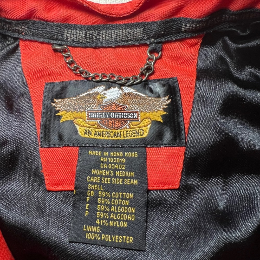 Harley Davidson‎ Vintage 90s Orange Motorcycle Vest Womens Medium - Picture 4 of 9